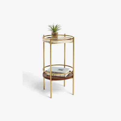 John Lewis John Lewis & Partners + Swoon Raine Marble Side Table, Gold