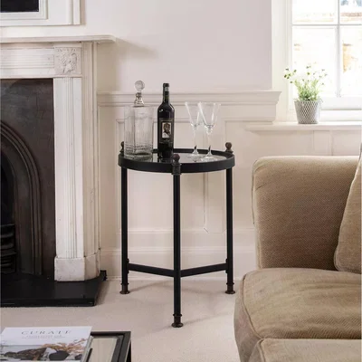 John Lewis One.World Brookby Antiqued Mirror Iron Side Table, Black