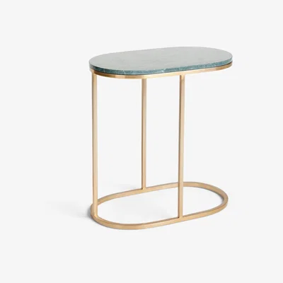 John Lewis John Lewis & Partners Link Marble Sofa Side Table, Green/Brass
