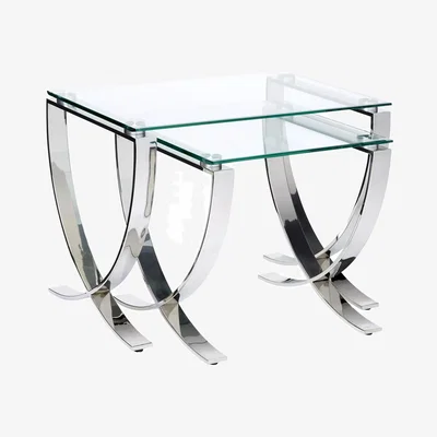 John Lewis John Lewis Moritz Side Tables, Set of 2, Clear/Polished Steel