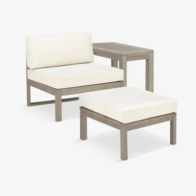 John Lewis KETTLER Padstow Garden Chair, Footstool & Side Table Set, FSC-Certified (Eucalyptus Wood), Unique Grey