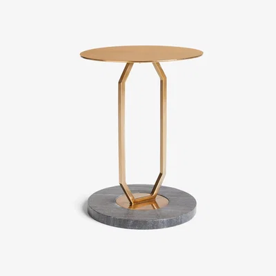 John Lewis John Lewis Gem Metal and Marble Side Table, Black/Brass