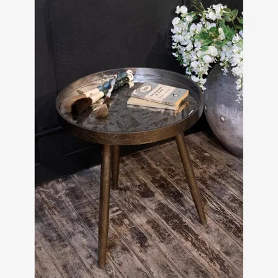John Lewis One.World Waltham Tomato Print Round Side Table, Metallic