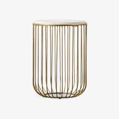 John Lewis Gallery Direct Sutton Marble Side Table, Natural/Gold