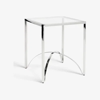 John Lewis John Lewis & Partners Loop Glass Side Table, Clear/Silver