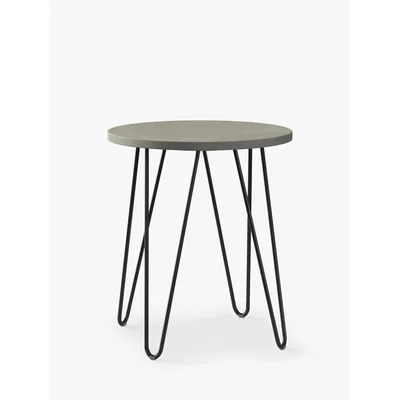 John Lewis John Lewis & Partners Round Concrete Pinleg Garden Side Table, Grey