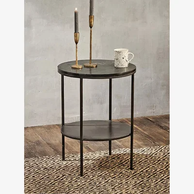 John Lewis Nkuku Karoko Round Marble Side Table, Black