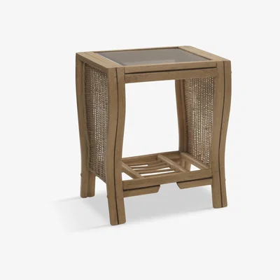 John Lewis Desser Opera Rattan Side Table, Light Oak