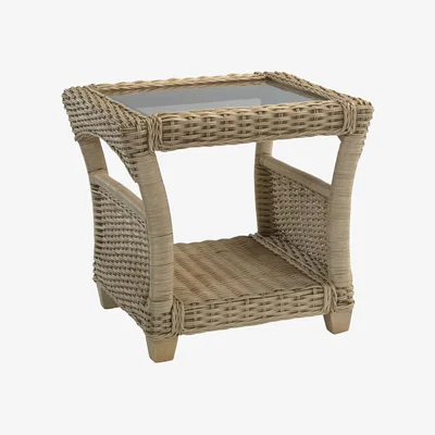 John Lewis Desser Arlington Rattan Lamp Table, Grey