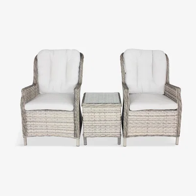 John Lewis LG Outdoor Lyon Reclining Garden Chairs Duo Set with Side Table, Natural