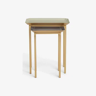 John Lewis John Lewis & Partners Aslan Square Nest of 2 Tables, Dusty Green-Grey