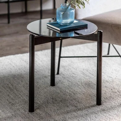 Knees Moran Tempered Glass Side Table - Black