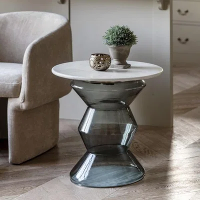 Knees Turin Marble Side Table - Smoke