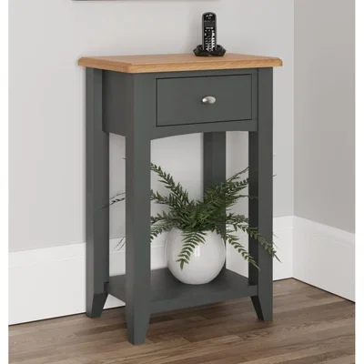 Knees Galileo Oak Telephone Table - Grey