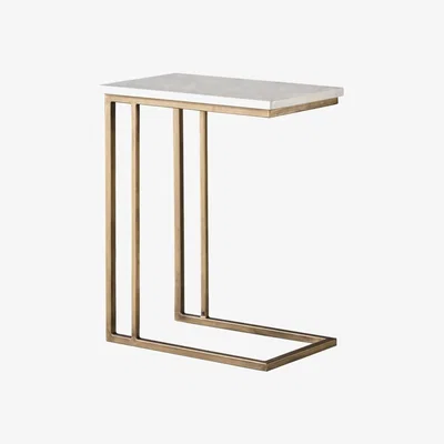 Knees Cora Marble Side Table - White