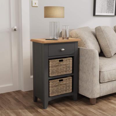 Knees Galileo Oak 1 Drawer 2 Basket Unit - Grey
