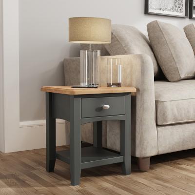 Knees Galileo Oak Lamp Table - Grey
