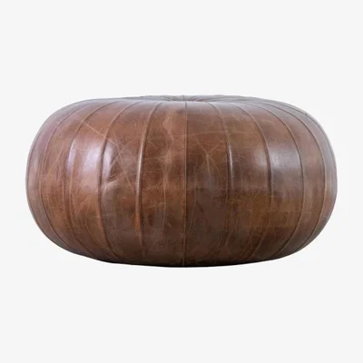 Knees Bence Leather Side Table - Brown