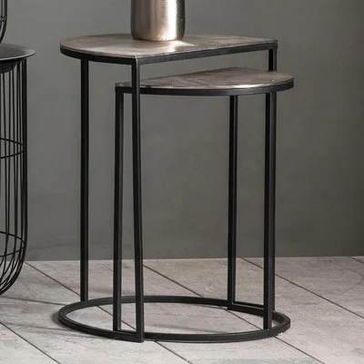 Knees Cross Metal Side Table - Silver (Set of 2)