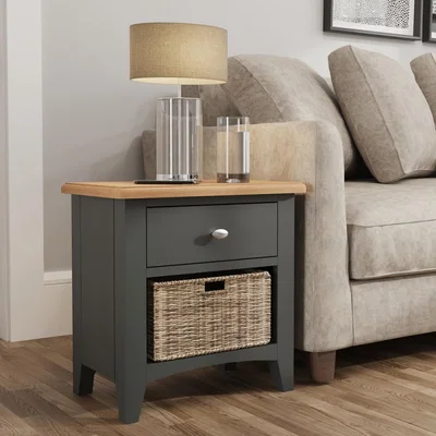 Knees Galileo Oak 1 Drawer 1 Basket Unit - Grey