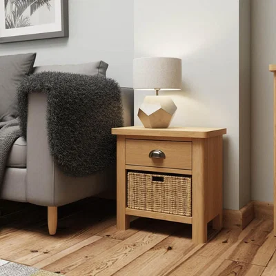 Knees Rara Oak 1 Drawer 1 Basket Unit - Rustic Oak 