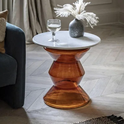 Knees Turin Marble Side Table - Orange