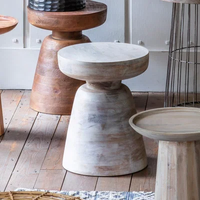 Knees Kemley Mango Wood Side Table - White