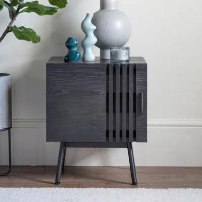 Knees Holsen Oak Veneer Side Table - Black