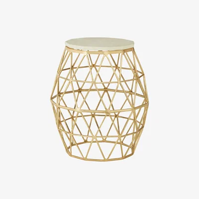 Knees Zelda Metal with Marble Top Side Table