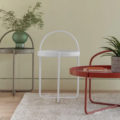 Knees Melbury Iron Side Table - White