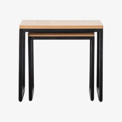 Knees Trikala Oak Veneer Nest of 2 Side Tables - Natural