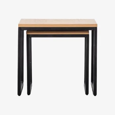 Knees Trikala Oak Veneer Nest of 2 Side Tables - Natural