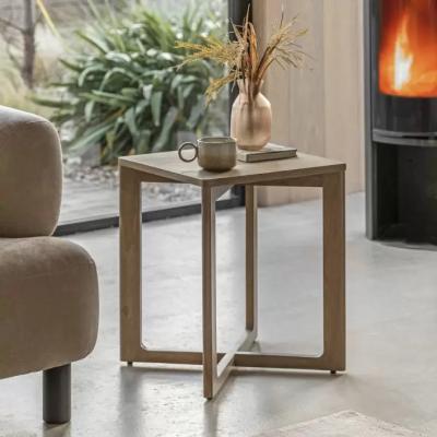 Knees Panelled Rubber Wood Side Table - Smoked