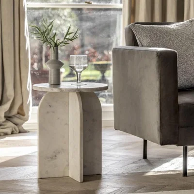 Knees Amalfi Marble Side Table - White