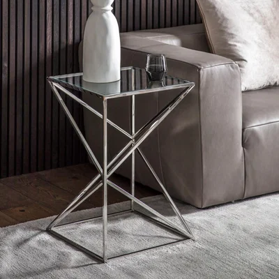 Knees Emilia 43cm Metal Side Table - Silver