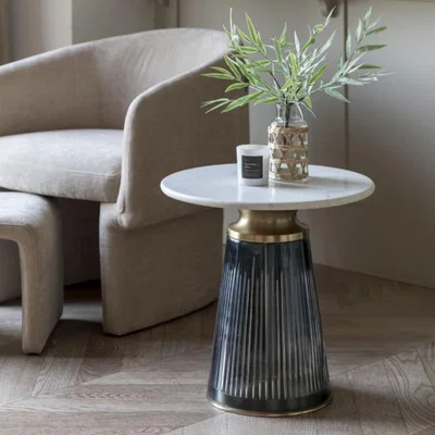 Knees Maher Marble Side Table - Blue