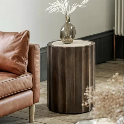 Knees Luxor Mango Wood Side Table - Dark Wood