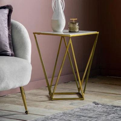 Knees Helford Marble Side Table - Gold