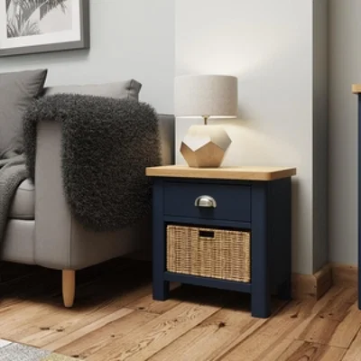 Knees Ruskin Oak 1 Drawer 1 Basket Unit - Blue
