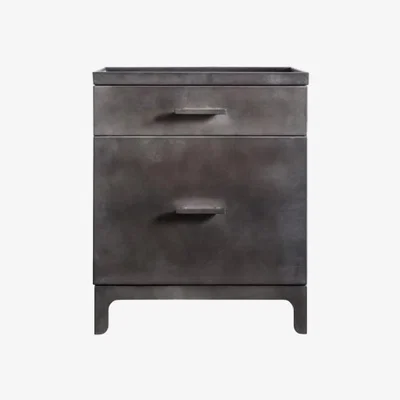 Knees Orion Iron 2 Drawer Bedside Table - Grey