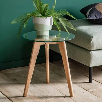 Knees Blair Tempered Glass Side Table - Natural