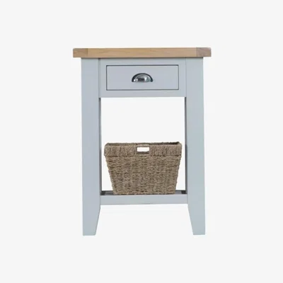Knees Terranostra Oak Telephone Table - Millstone Grey 
