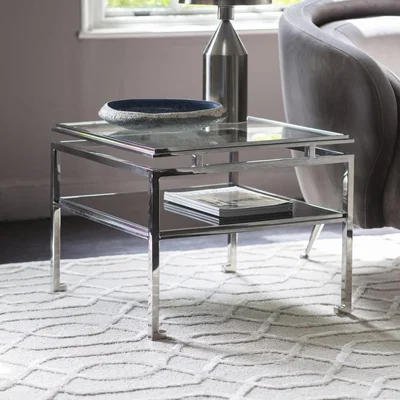 Knees Rosario Metal High Side Table - Silver