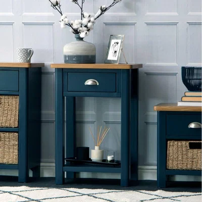 Knees Ruskin Oak Telephone Table - Blue