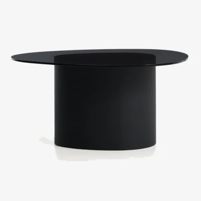 Kave Home Olir side table in black steel and tempered glass 82 x 74cm
