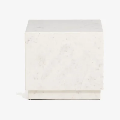Kave Home Sorein side table in white marble 40 x 40 cm