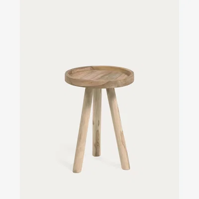 Kave Home Glenda round solid teak wood side table, Ø 35 cm