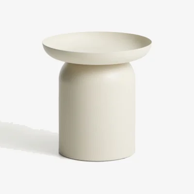 Kave Home Arcola side table in ecru aluminium Ø45cm