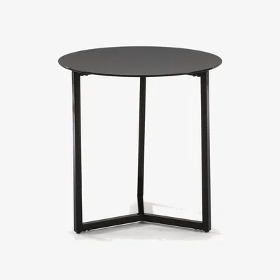 Kave Home Black Raeam side table made with tempered glass and steel in black finish Ø 50 cm
