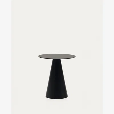 Kave Home Wilshire tempered glass and metal side table with a matte black finish, Ø 50 cm